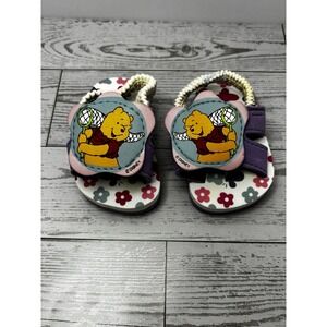 Vintage Disney Winnie The Pooh Shoes Foam Sandals Size 1 Purple Baby Slip Ons